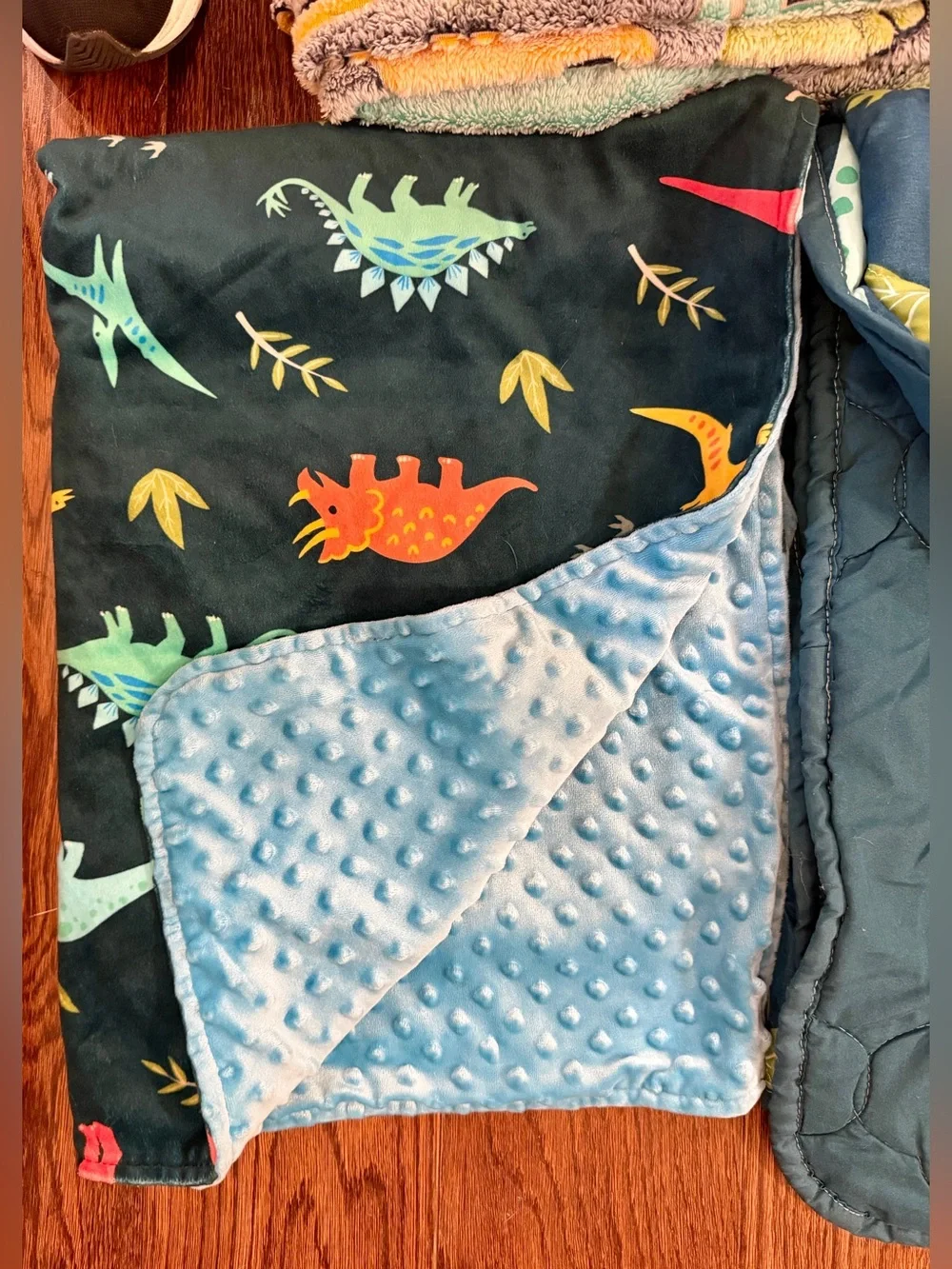 Kids Dinosaur Blanket and Bedding Set - Blue & Teal
